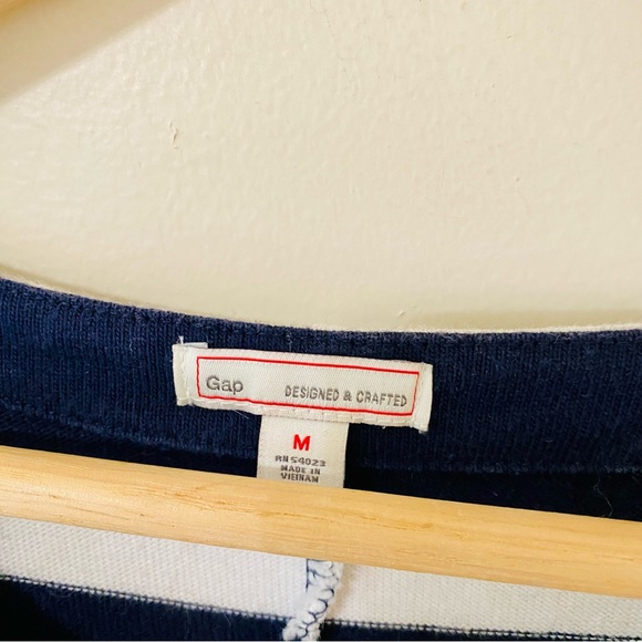 Gap Striped Dress Navy Blue and White Stripes Zipper Hem Long Sleeve Medium - Picture 6 of 7